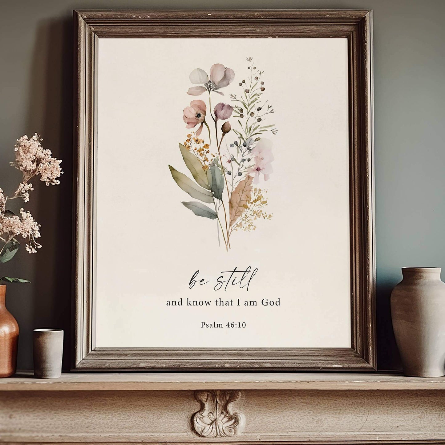 Be Still Floral Wall Art Print Christian Gift Decor