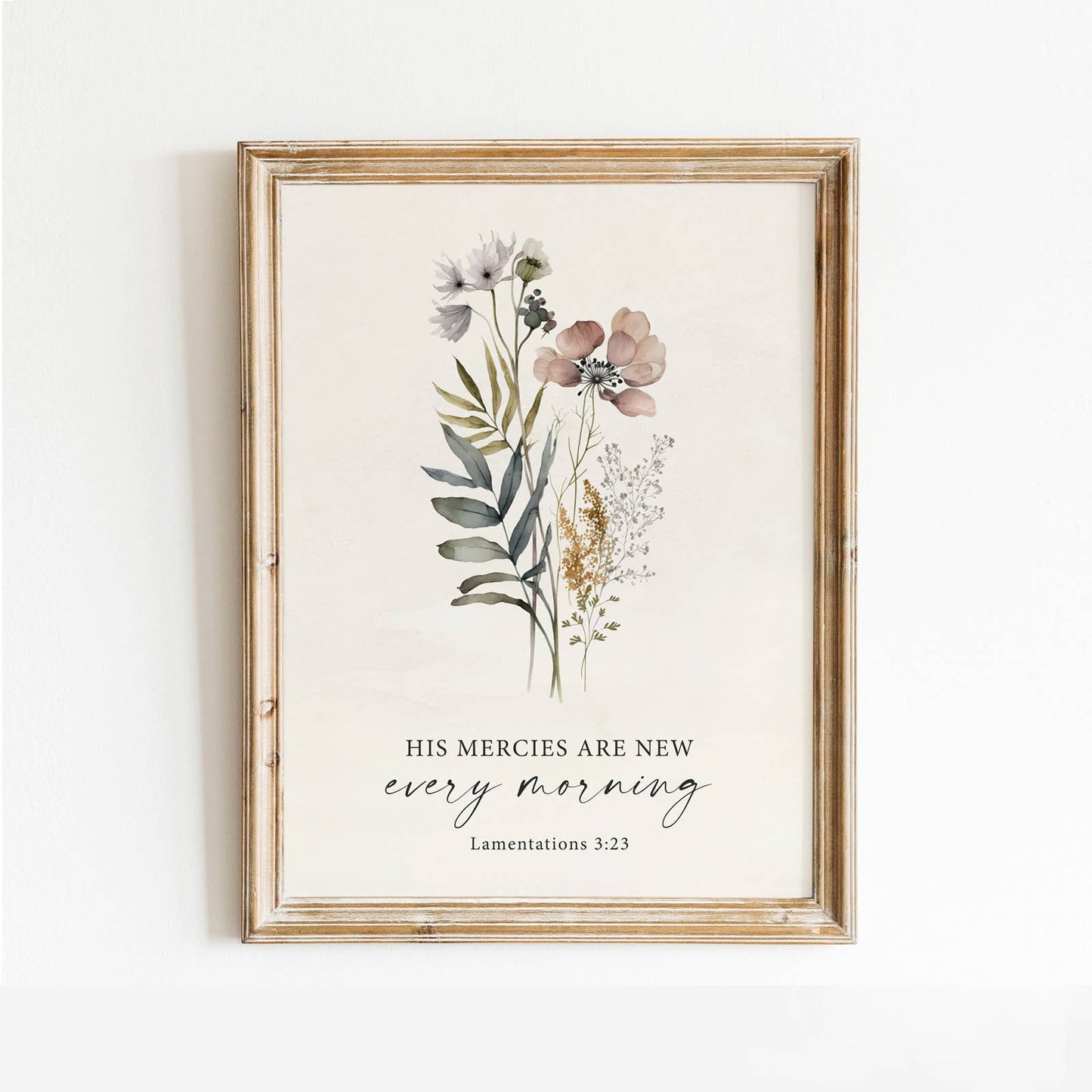 His Mercies Scripture Floral Art Print Christian Gift Decor