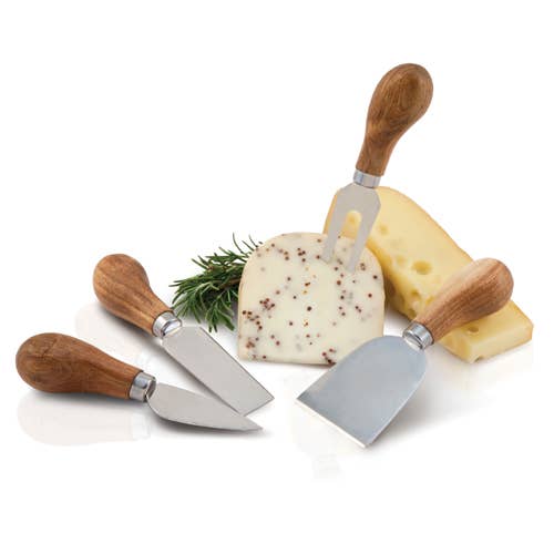 Acacia & Stainless Steel Gourmet Cheese Knives - Set of 4