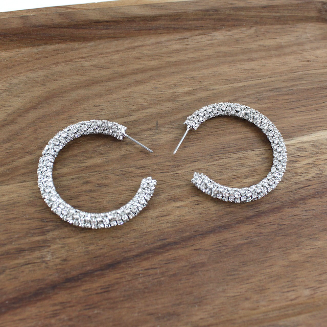 E24012 Hoop Earrings w/Rhinestones (40mm)