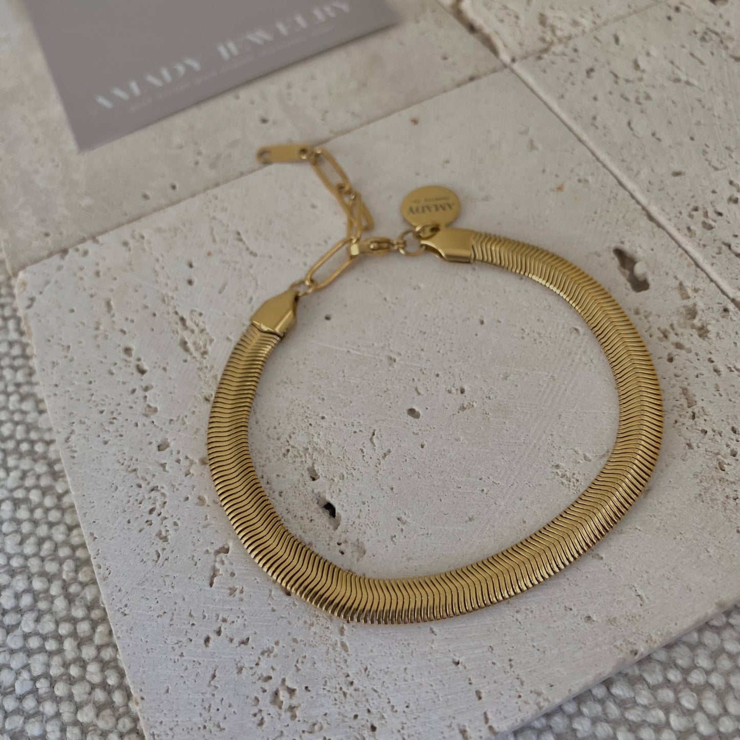 18k Gold Plated Bracelet Herringbone Snake chain PV SS