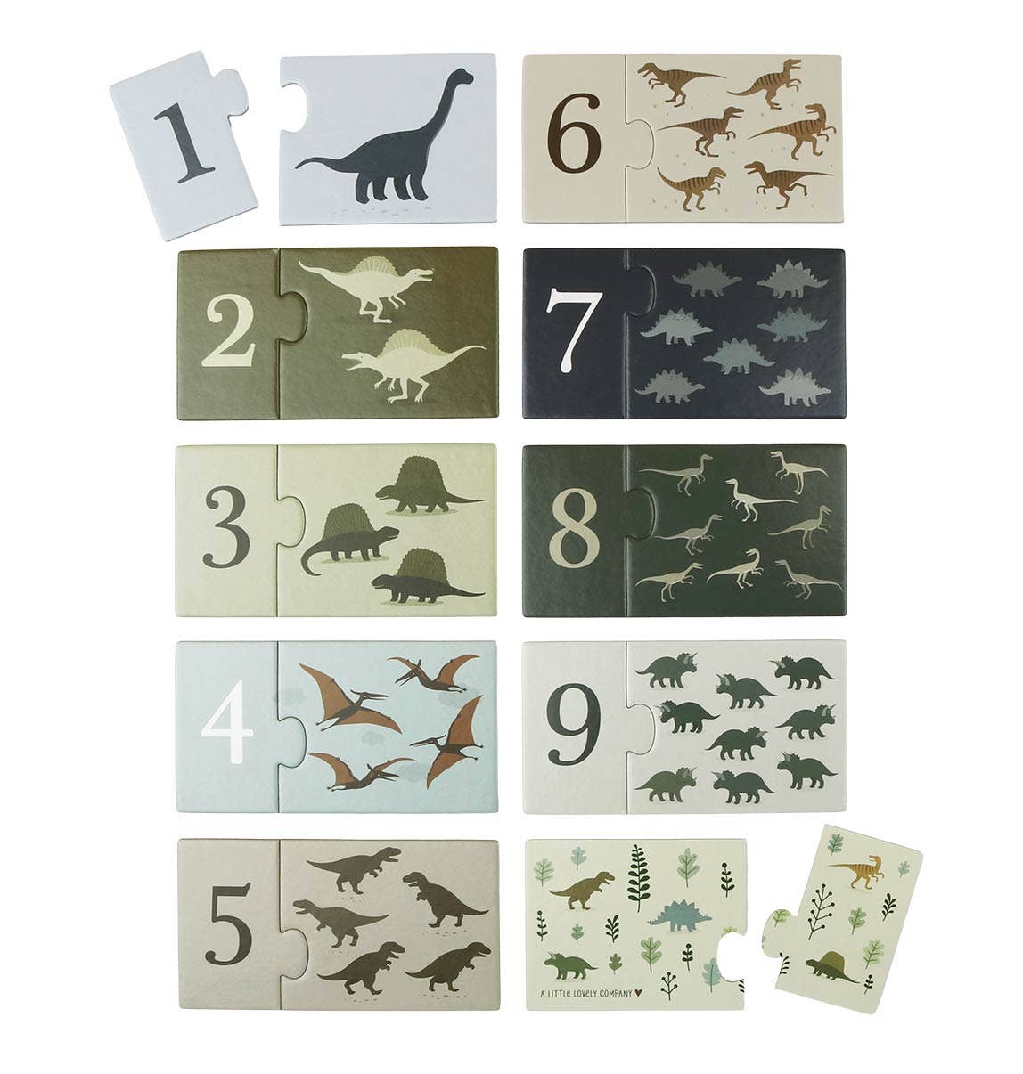 Counting puzzle/match and count: Dinosaurs