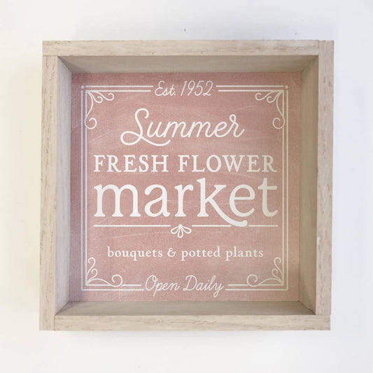 Fresh Pink Flower Market - Cute Summer Sign - Cute Word Sign