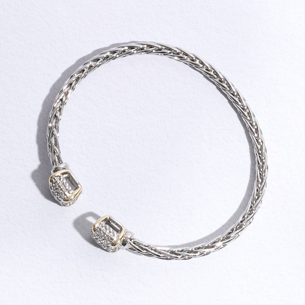 3MM Ponytail Square Pave CZ Bangle Bracelet