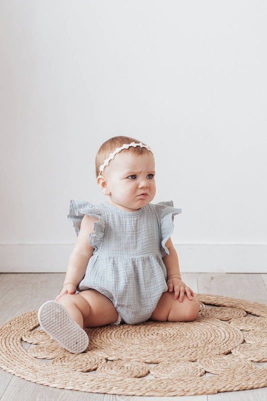 Baby Girl Muslin Spring Romper Short sleeve | Milana +BOW