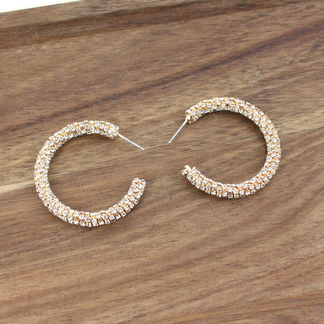 E24012 Hoop Earrings w/Rhinestones (40mm)