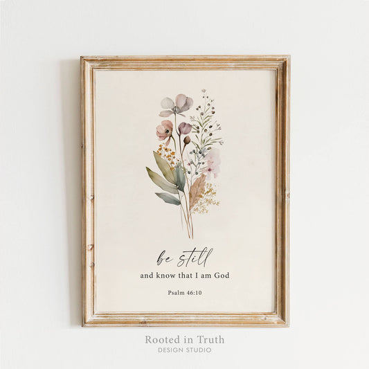 Be Still Floral Wall Art Print Christian Gift Decor