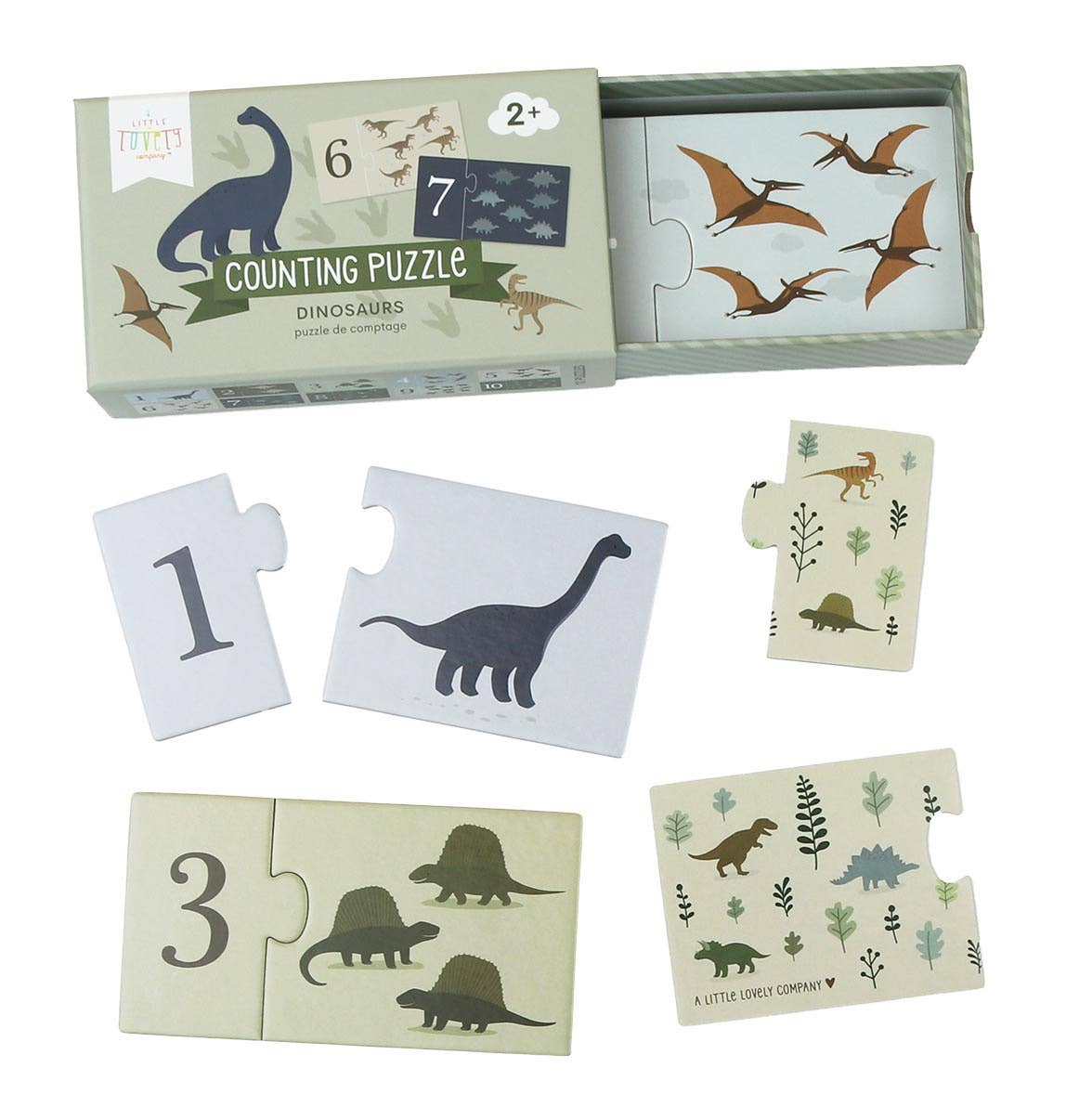 Counting puzzle/match and count: Dinosaurs