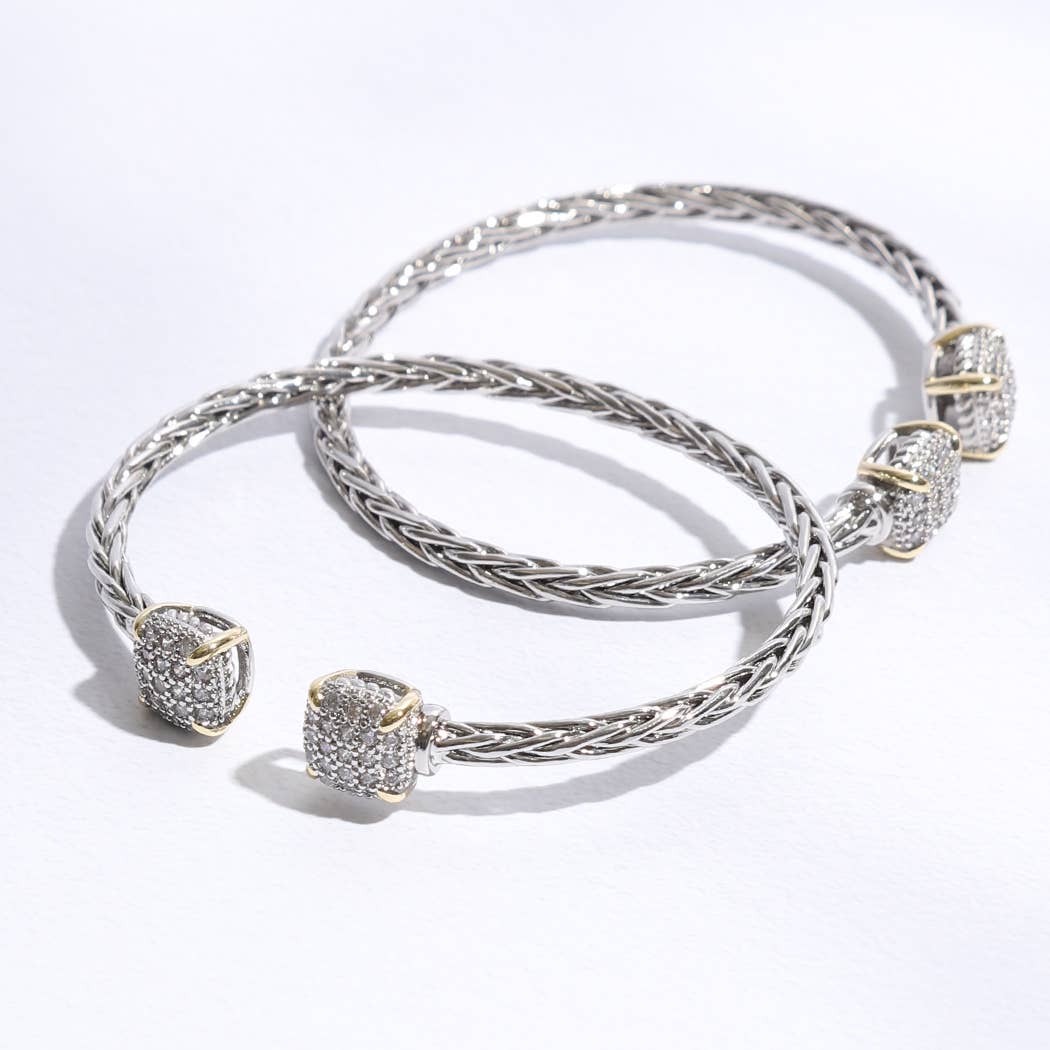 3MM Ponytail Square Pave CZ Bangle Bracelet