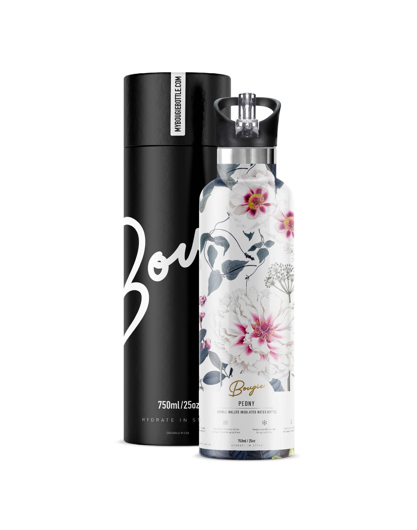 PEONY Blossom 25 oz Insulated Water Bottle