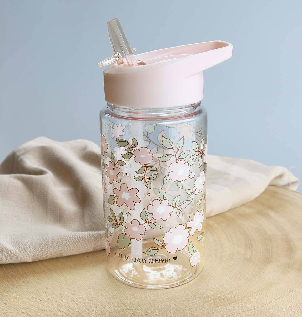 Kids drink bottle/water bottle: Blossoms - pink