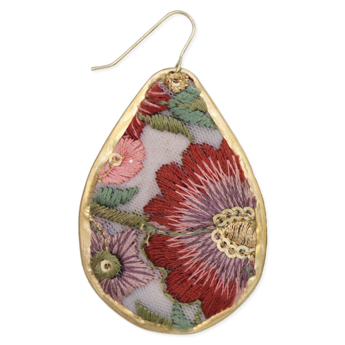 Autumn Bloom Embroidered Teardrop Earrings