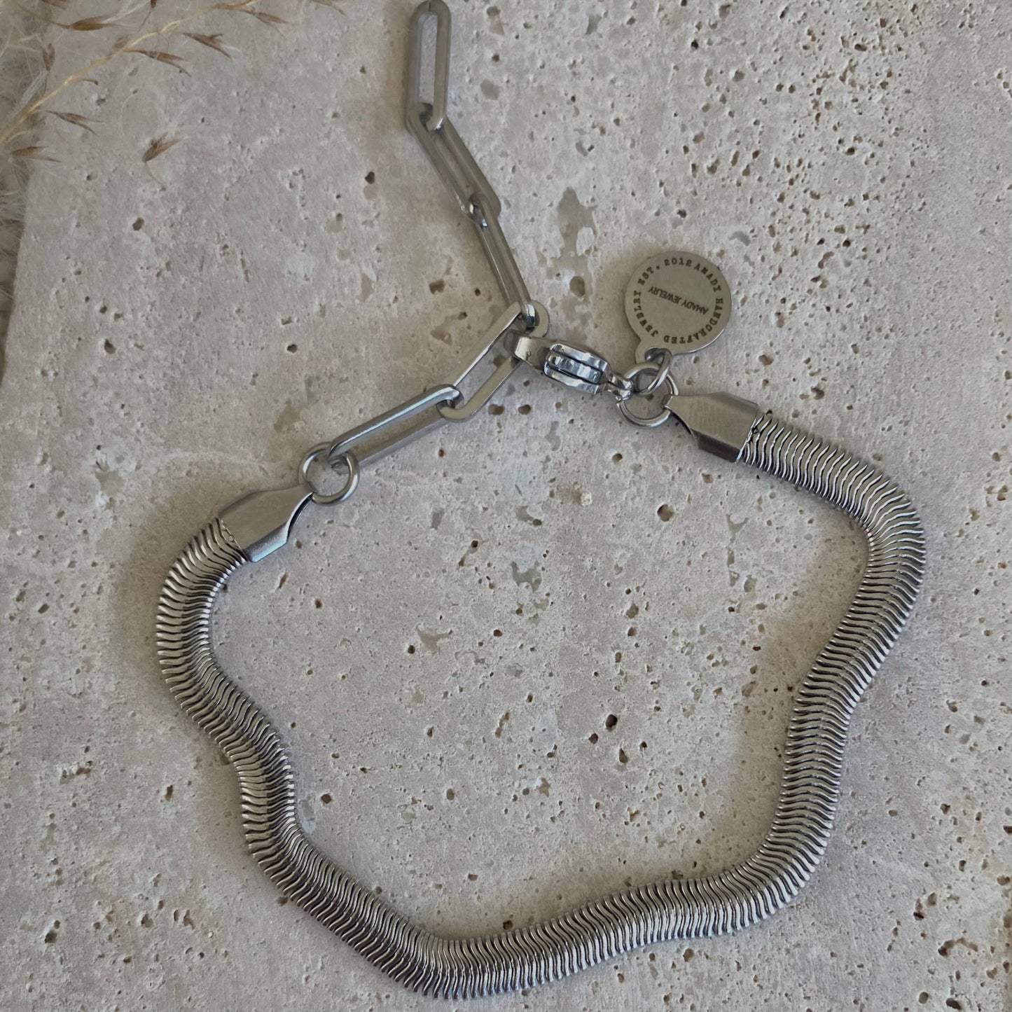 Silver Bracelet Herringbone Snake chain stainless steel 316L