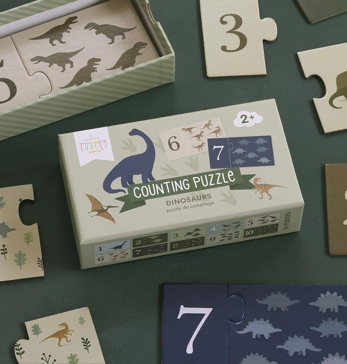 Counting puzzle/match and count: Dinosaurs