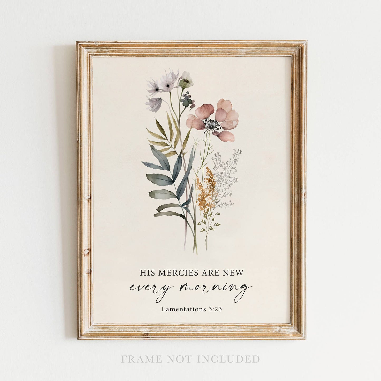 His Mercies Scripture Floral Art Print Christian Gift Decor